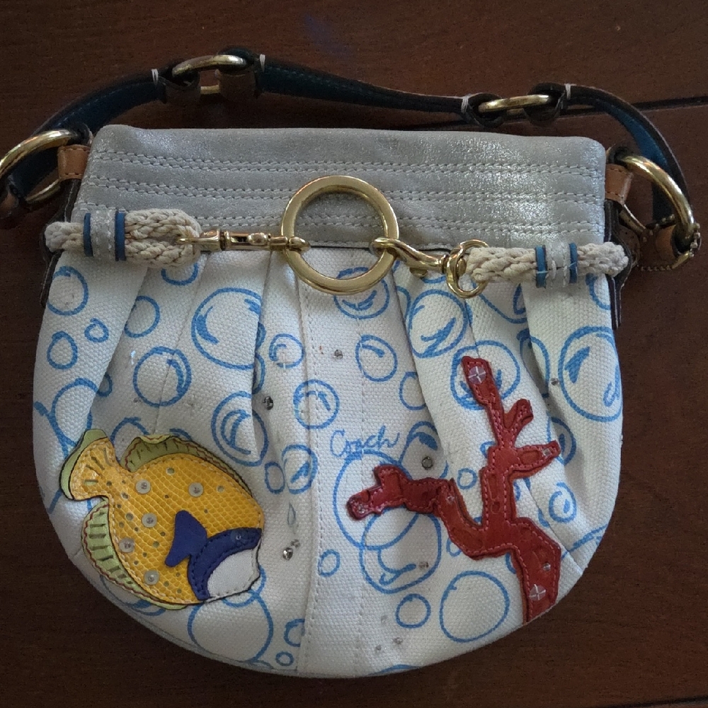 Coach White and Gray Mini Bag with Playful Design